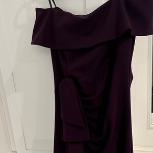 Xscape One Shoulder Dress in Deep Purple